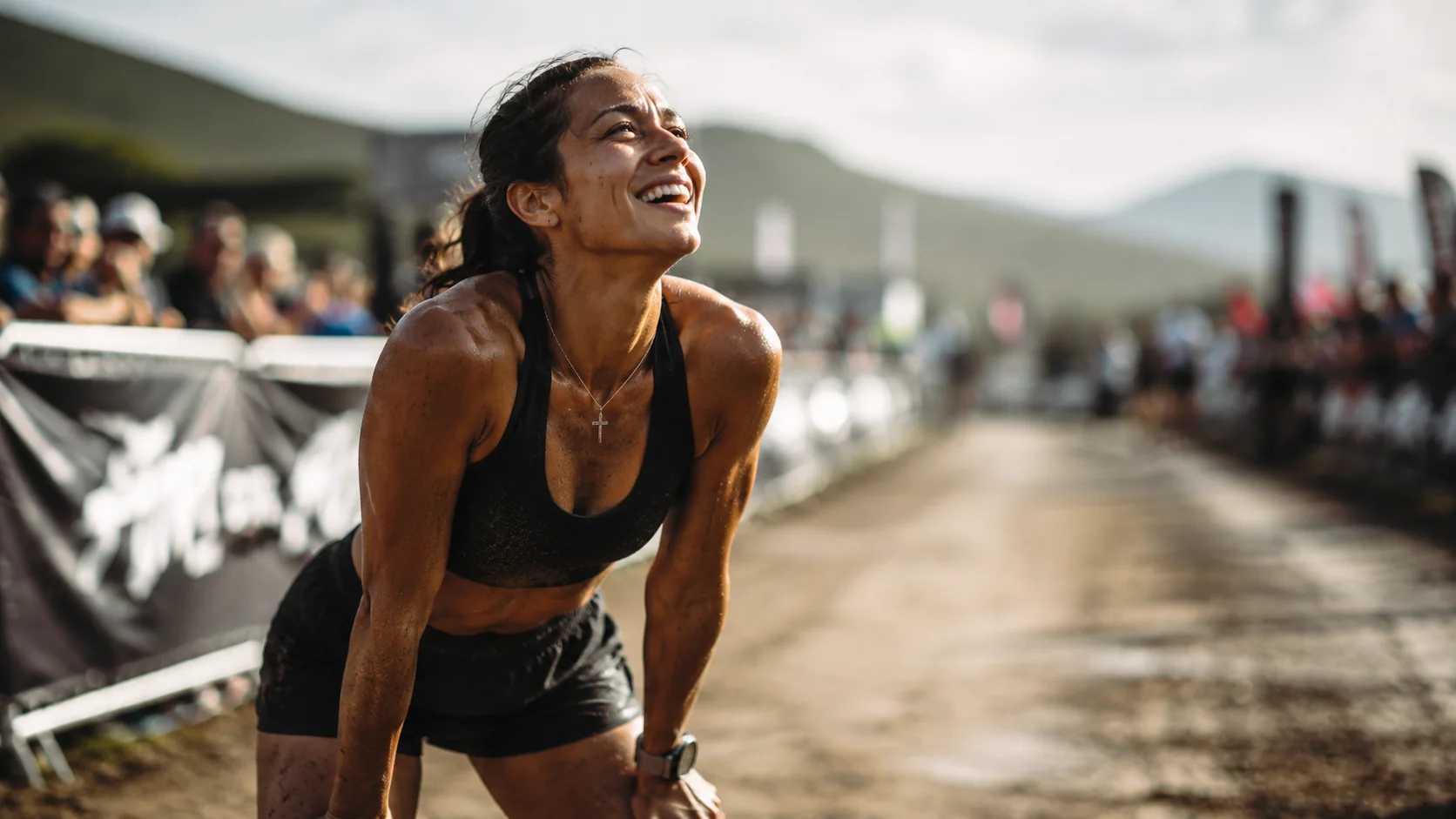 Athlete smiling after giving her full effort
